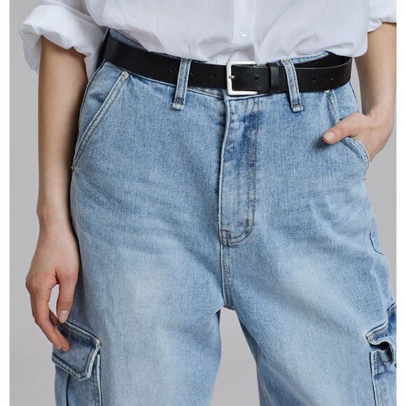 NWT The Frankie Shop KAI CARGO DENIM PANTS - Worn Wash - Small - Picture 3 of 16